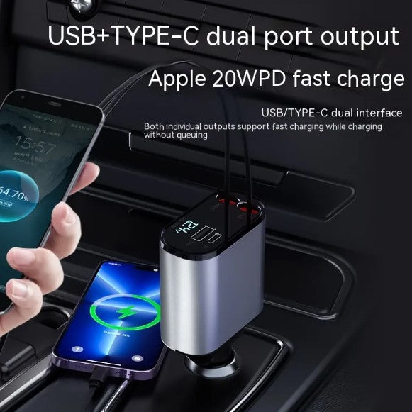 4-Port USB Car Charger with Digital Display