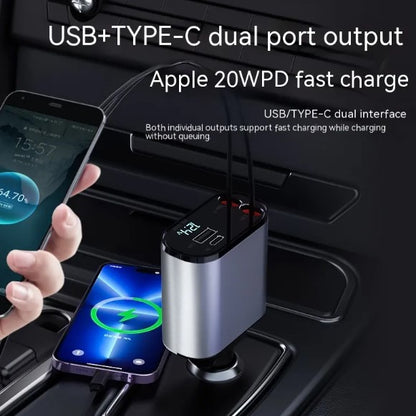 4-Port USB Car Charger with Digital Display